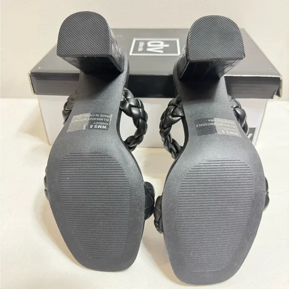 Dolce Vita Paily Black Multi Stella Slip On Squared Open Toe Heeled Sandals 8 - Picture 4 of 4